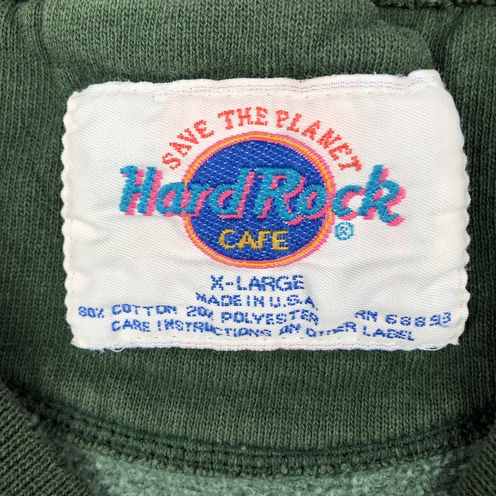 90'S HARD ROCK CAFE Advertising Sweatshirt, Men's XL Size, Vintage cotton Green type dark green Vintage Second Hand