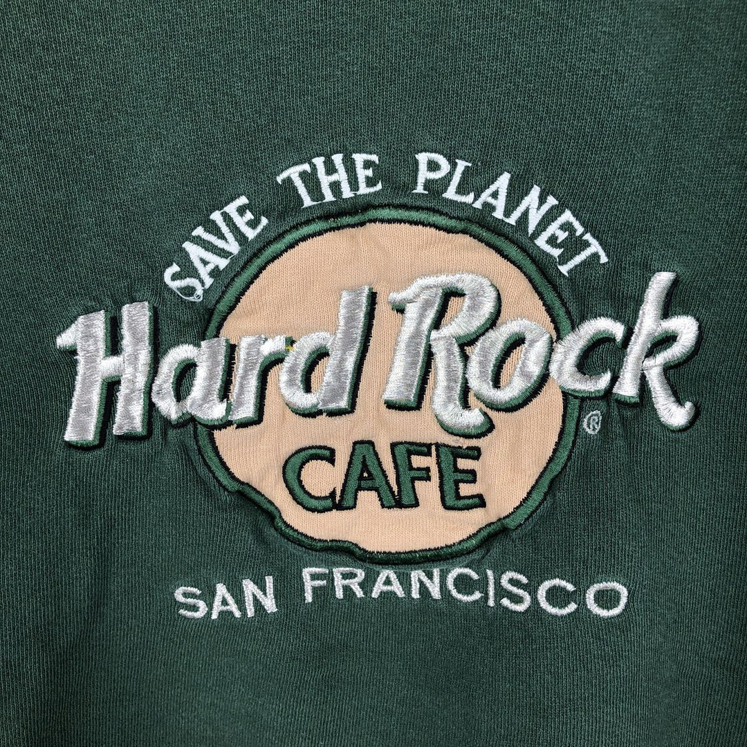 90'S HARD ROCK CAFE Advertising Sweatshirt, Men's XL Size, Vintage cotton Green type dark green Vintage Second Hand