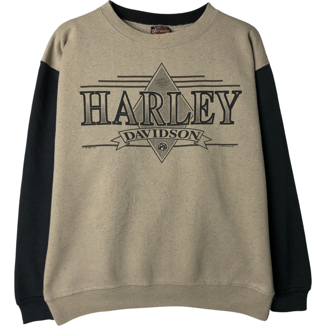 Harley-Davidson Advertising Sweatshirt, Made in USA, Men's Size L cotton beige type brown Vintage Second Hand