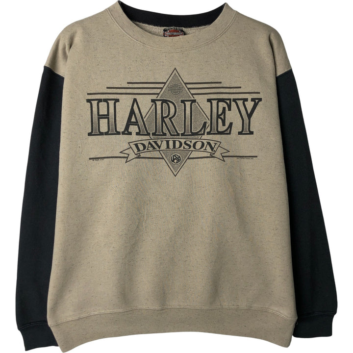 Harley-Davidson Advertising Sweatshirt, Made in USA, Men's Size L cotton beige type brown Vintage Second Hand