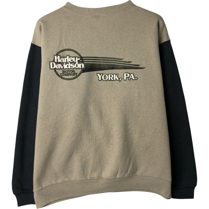 Harley-Davidson Advertising Sweatshirt, Made in USA, Men's Size L cotton beige type brown Vintage Second Hand