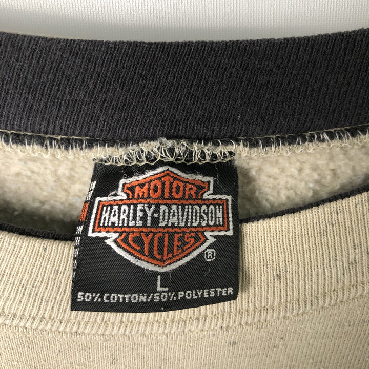 Harley-Davidson Advertising Sweatshirt, Made in USA, Men's Size L cotton beige type brown Vintage Second Hand