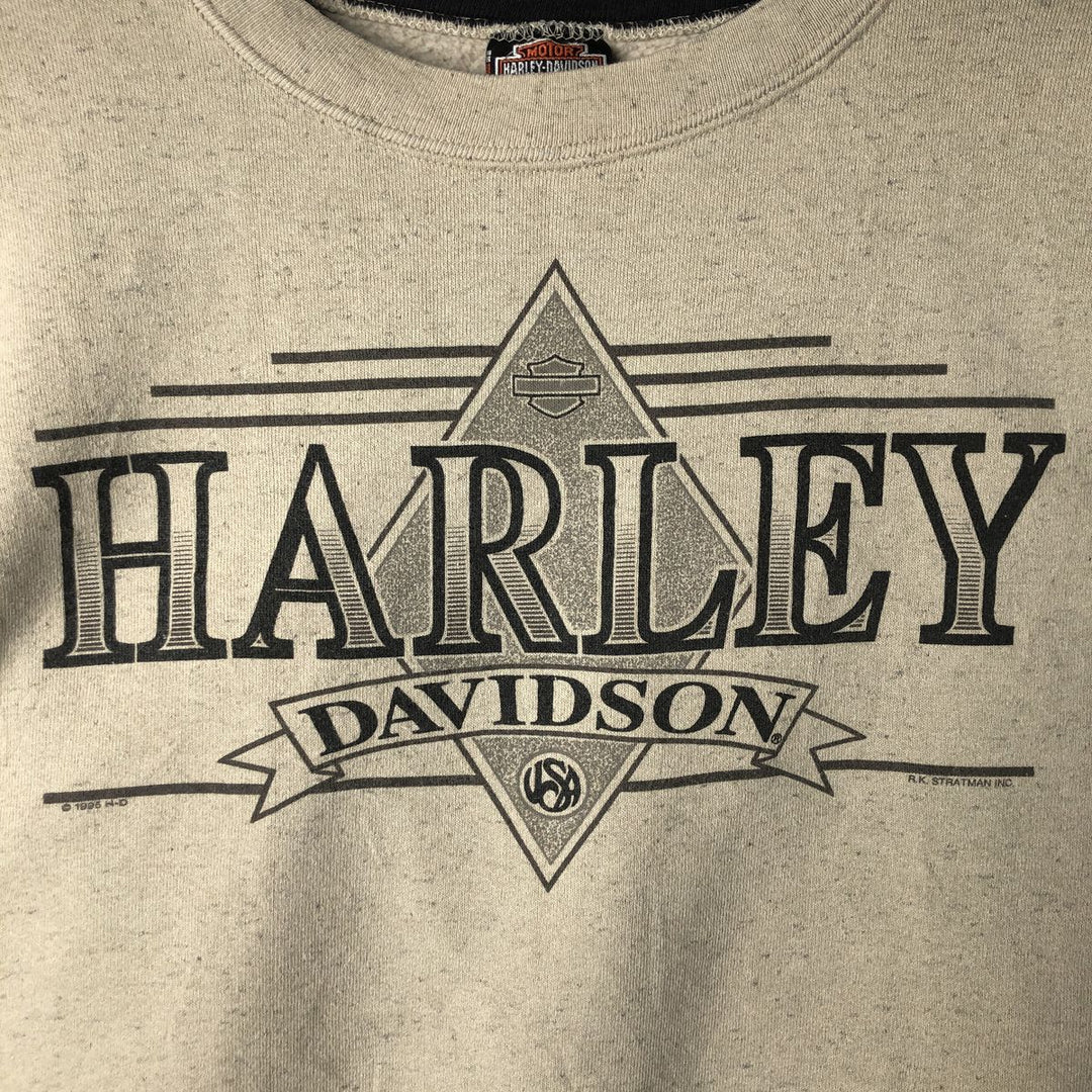 Harley-Davidson Advertising Sweatshirt, Made in USA, Men's Size L cotton beige type brown Vintage Second Hand