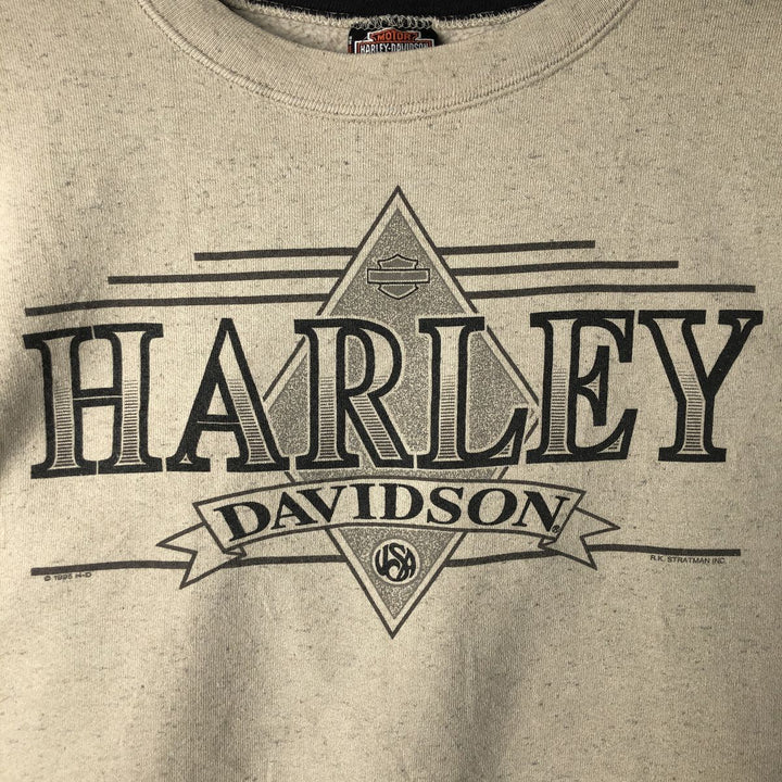 Harley-Davidson Advertising Sweatshirt, Made in USA, Men's Size L cotton beige type brown Vintage Second Hand