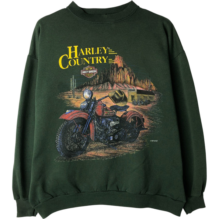 Harley-Davidson Advertising Sweatshirt, Made in USA, Men's Size L polyester green type Vintage Second Hand