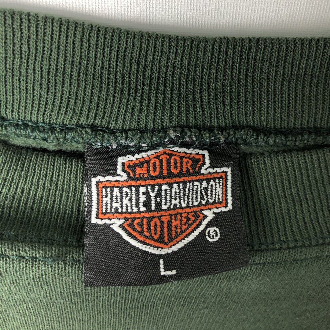 Harley-Davidson Advertising Sweatshirt, Made in USA, Men's Size L polyester green type Vintage Second Hand