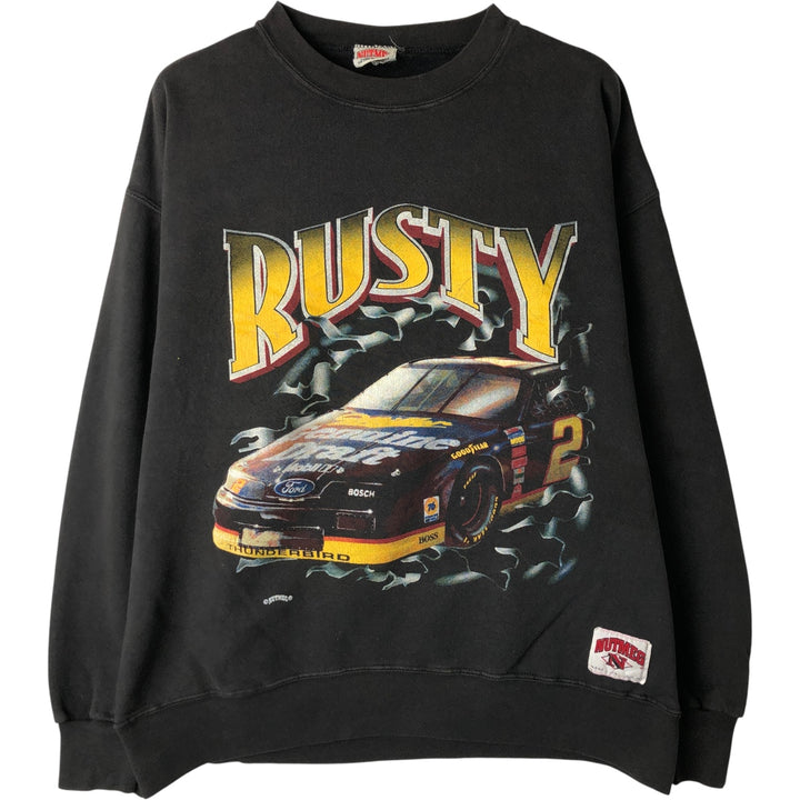 Vintage 90'S NUTMEG Advertising Sweatshirt, Made in USA, Men's Size L cotton black type Vintage Second Hand