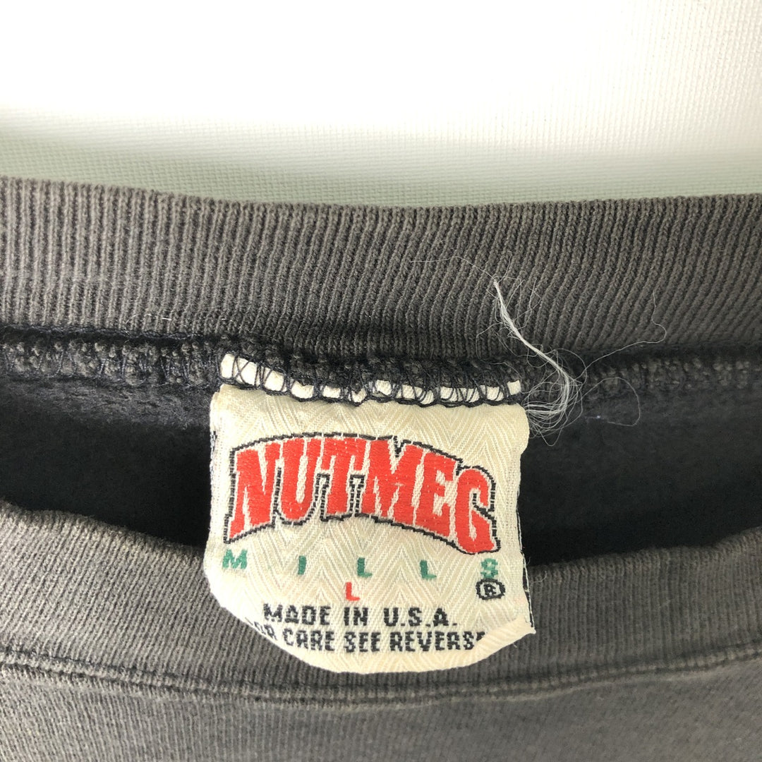Vintage 90'S NUTMEG Advertising Sweatshirt, Made in USA, Men's Size L cotton black type Vintage Second Hand