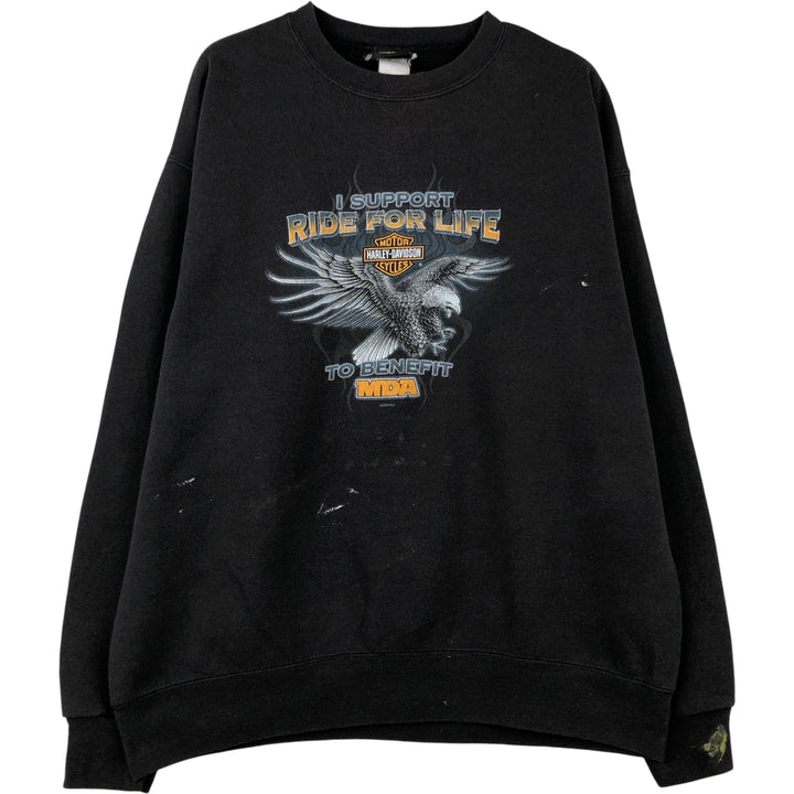 2000'S Harley-Davidson Eagle Pattern Advertising Sweatshirt, Men's Size L unclear black type Vintage Second Hand