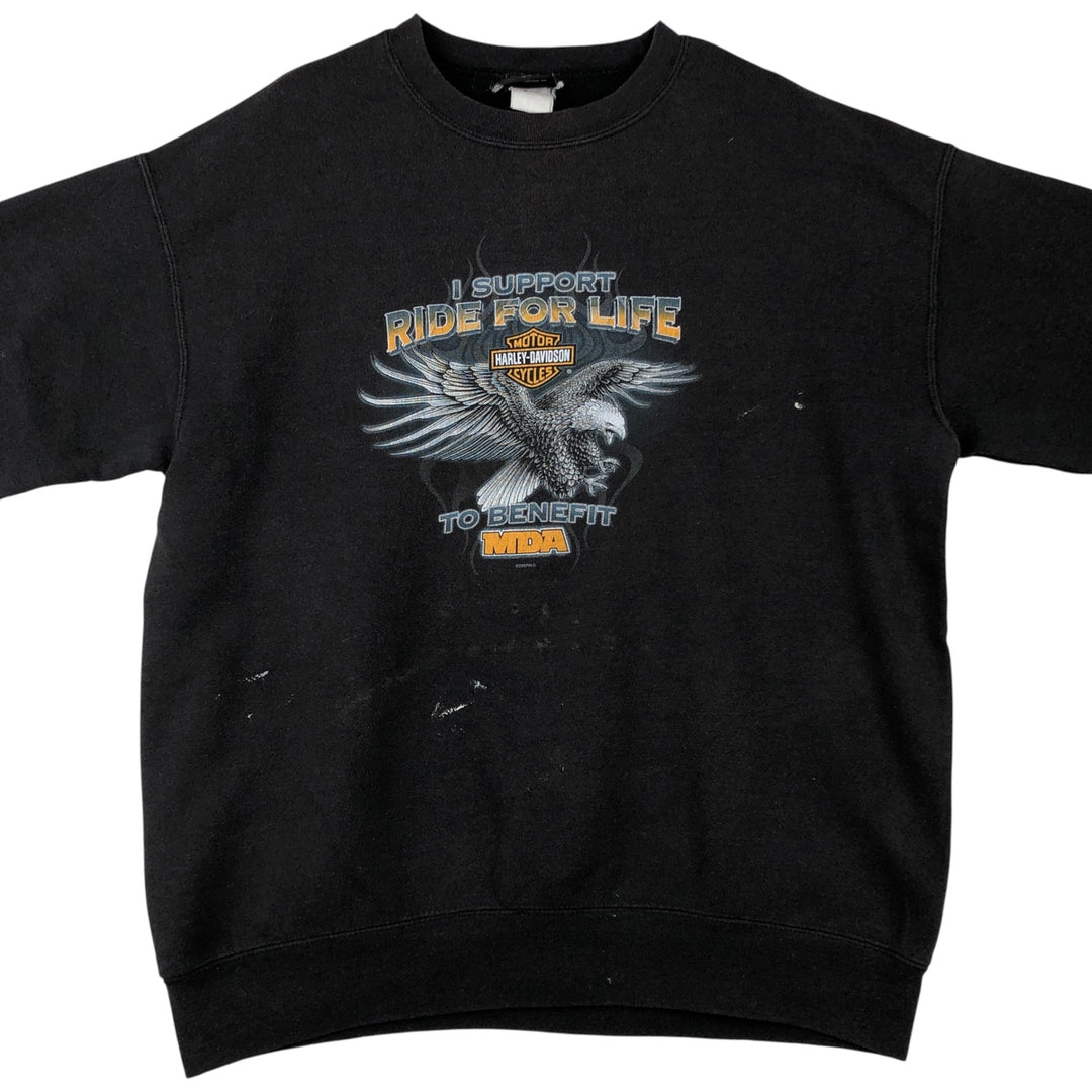 2000'S Harley-Davidson Eagle Pattern Advertising Sweatshirt, Men's Size L unclear black type Vintage Second Hand