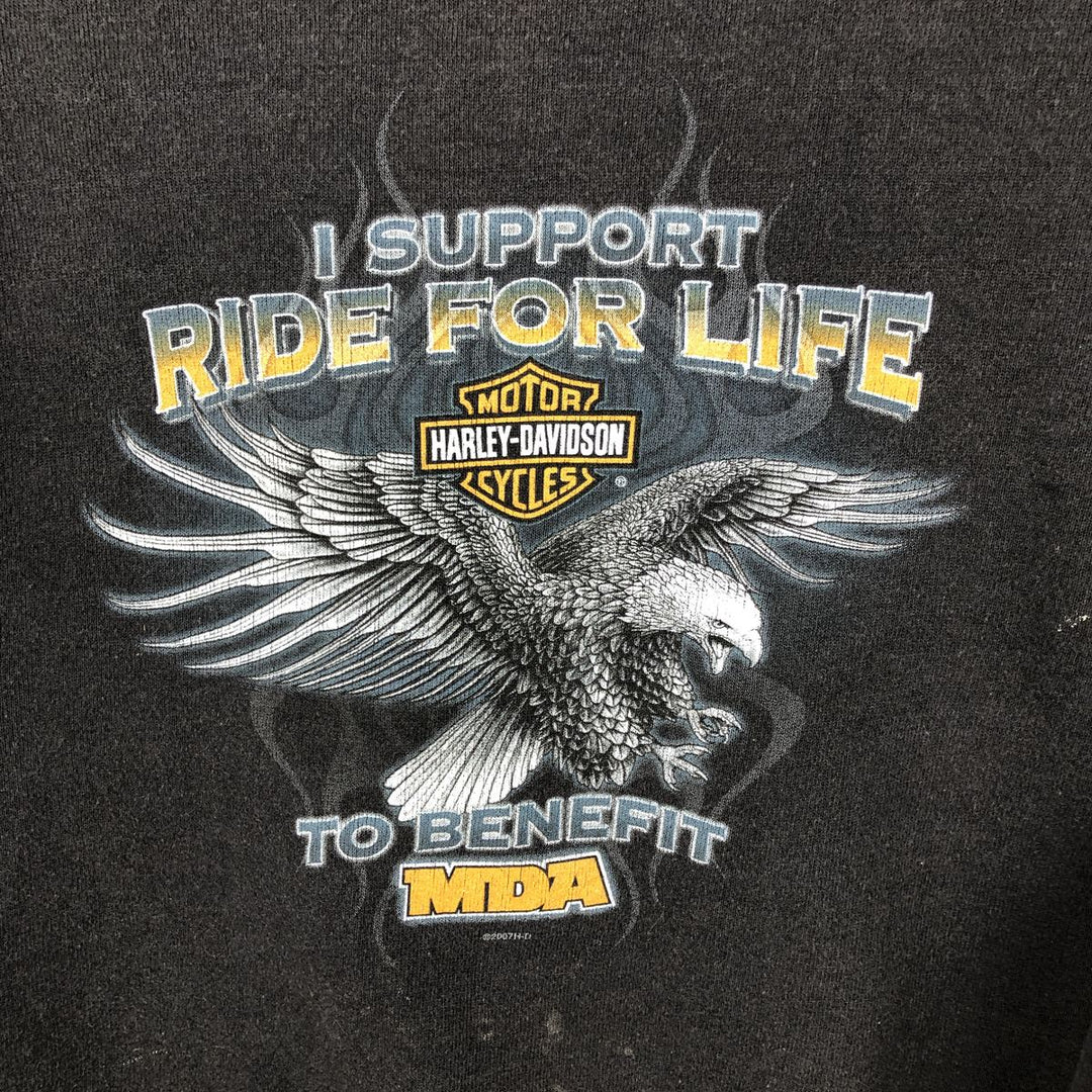 2000'S Harley-Davidson Eagle Pattern Advertising Sweatshirt, Men's Size L unclear black type Vintage Second Hand