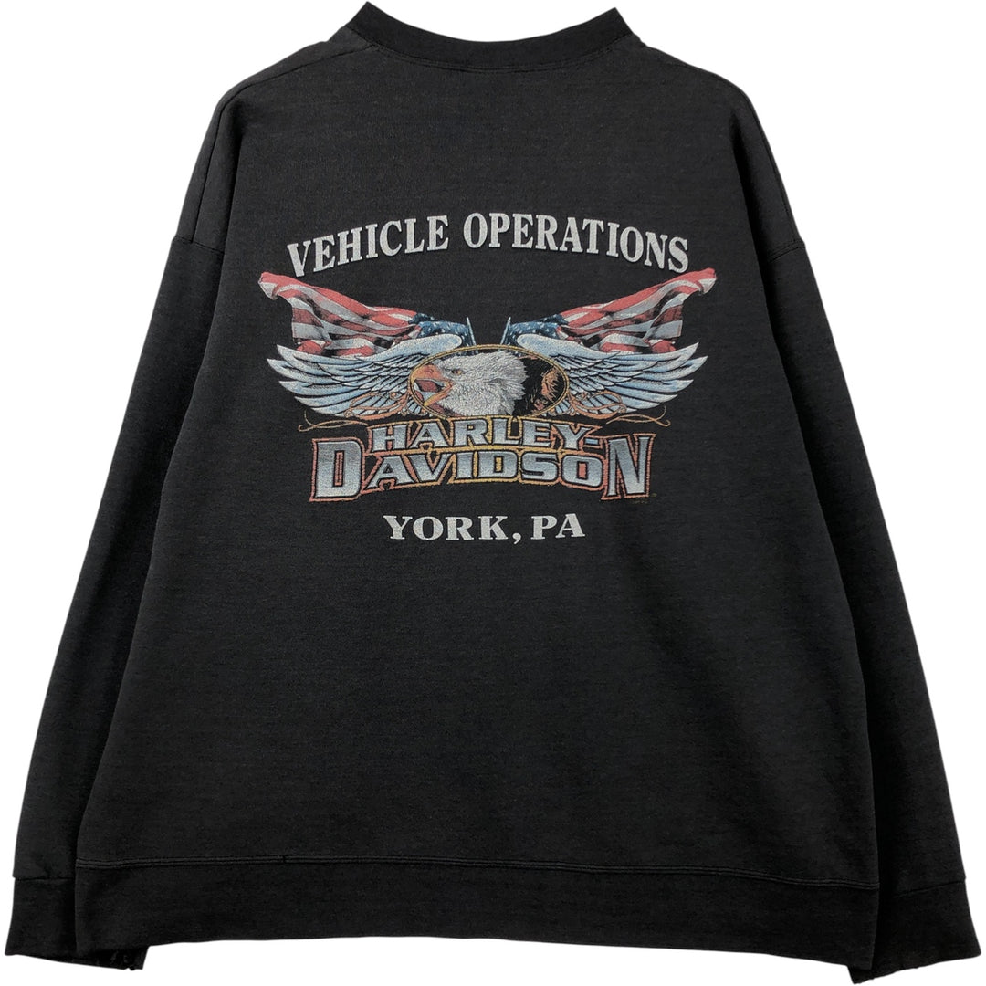 2000'S Harley-Davidson Eagle Pattern Stars and Stripes Advertising Sweatshirt, Men's Size L unclear black type Vintage Second Hand
