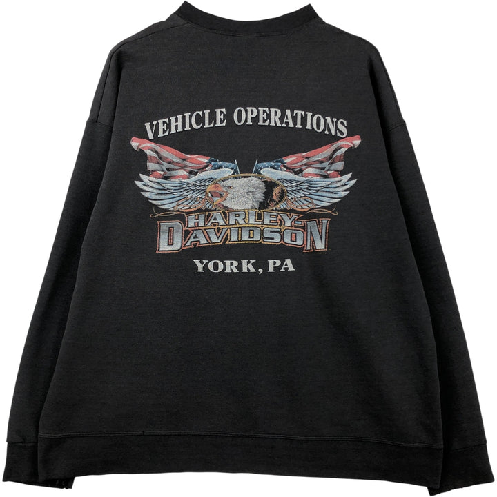 2000'S Harley-Davidson Eagle Pattern Stars and Stripes Advertising Sweatshirt, Men's Size L unclear black type Vintage Second Hand