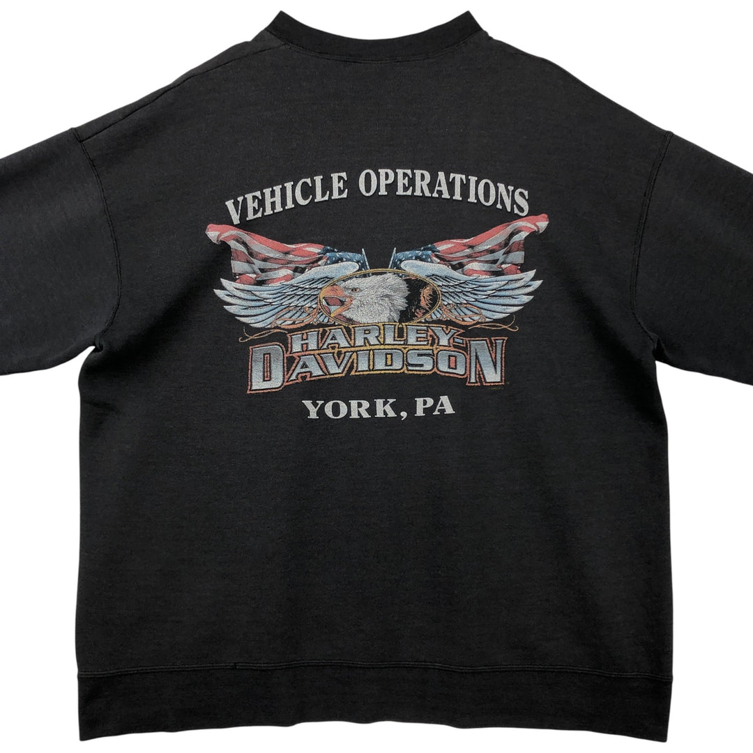 2000'S Harley-Davidson Eagle Pattern Stars and Stripes Advertising Sweatshirt, Men's Size L unclear black type Vintage Second Hand