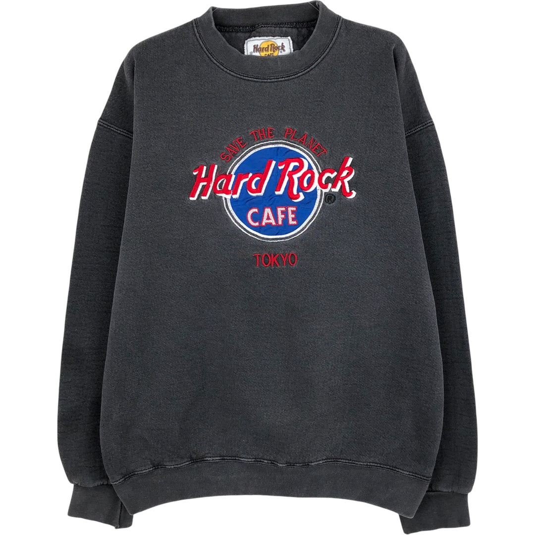 90'S HARD ROCK CAFE Advertising Sweatshirt, Made in USA, Men's Size M cotton Charcoal Vintage Second Hand