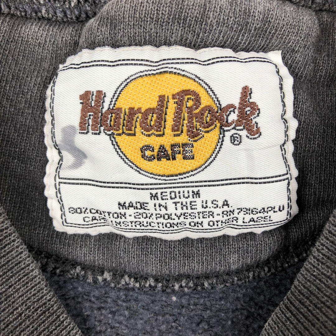 90'S HARD ROCK CAFE Advertising Sweatshirt, Made in USA, Men's Size M cotton Charcoal Vintage Second Hand