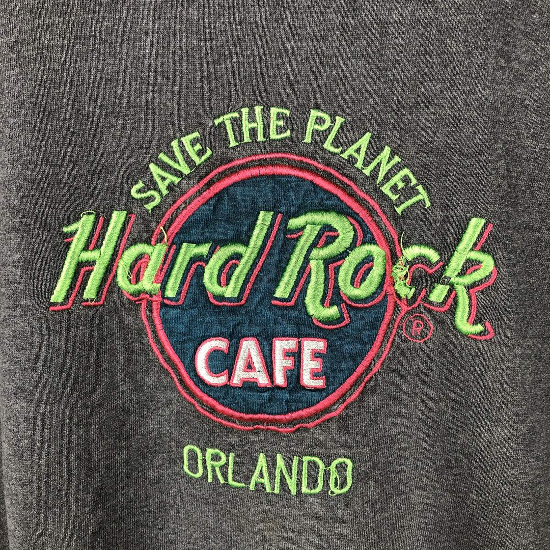 90'S SANTEE Hard Rock Cafe Heavy Weight Advertising Sweatshirt, Made in USA, Men's Size XL polyester gray type Vintage Second Hand