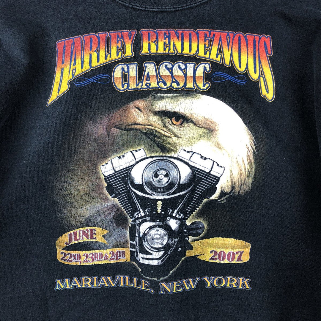 Harley Rendezvous Classic Eagle Pattern Print Sweatshirt, Men's XXL unclear black type Vintage Second Hand