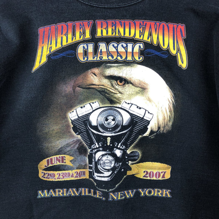 Harley Rendezvous Classic Eagle Pattern Print Sweatshirt, Men's XXL unclear black type Vintage Second Hand