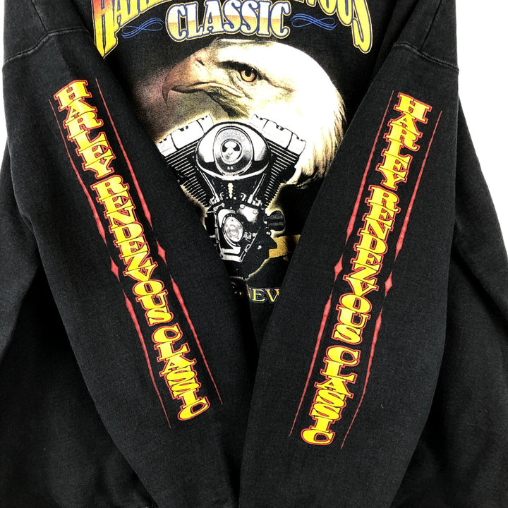 Harley Rendezvous Classic Eagle Pattern Print Sweatshirt, Men's XXL unclear black type Vintage Second Hand