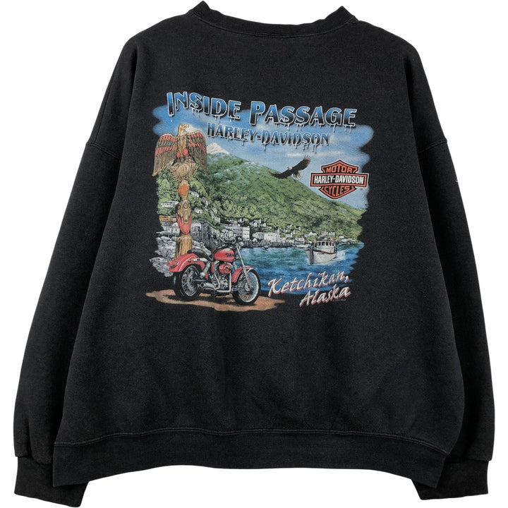 2000'S Harley-Davidson Eagle Pattern Tribal Advertising Sweatshirt, Men's Size XL unclear black type Vintage Second Hand
