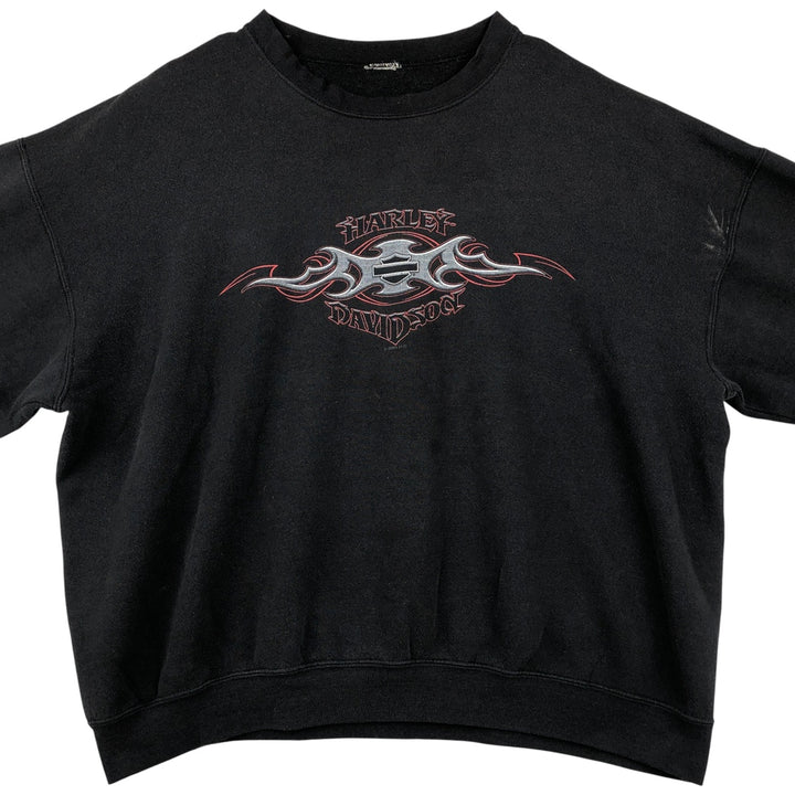 2000'S Harley-Davidson Eagle Pattern Tribal Advertising Sweatshirt, Men's Size XL unclear black type Vintage Second Hand