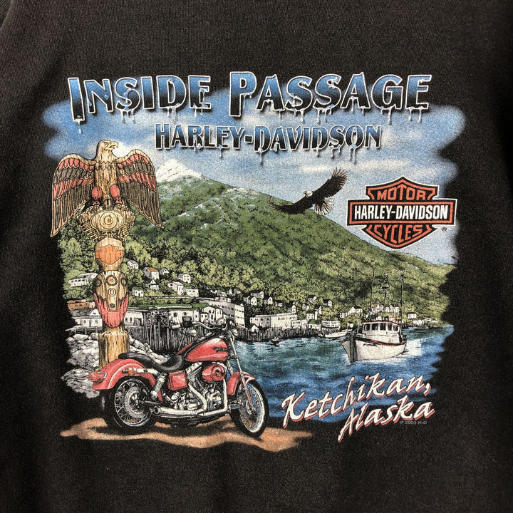 2000'S Harley-Davidson Eagle Pattern Tribal Advertising Sweatshirt, Men's Size XL unclear black type Vintage Second Hand
