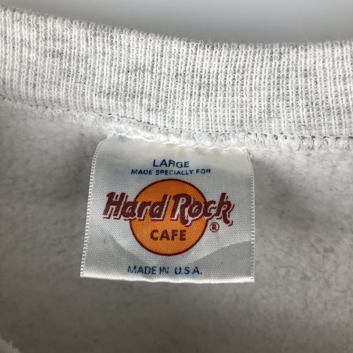 90'S Hard Rock Cafe Advertising Sweatshirt, Made in USA, Men's L, Vintage polyester white type Vintage Second Hand