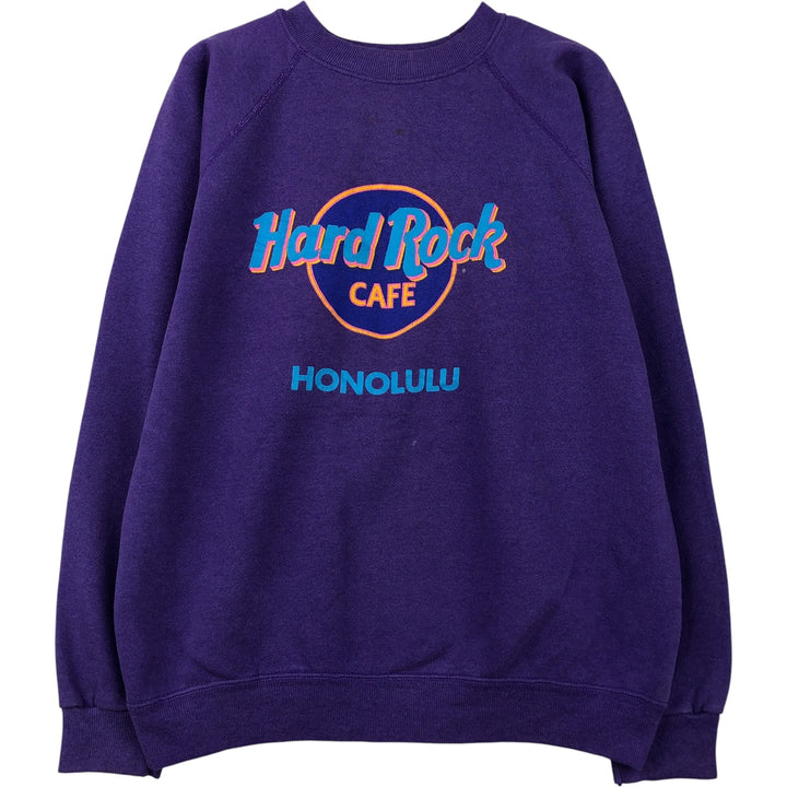 1980'S Hanes Blue Tag Hard Rock Cafe Advertising Sweatshirt, Made in USA, Men's Size L cotton purple type Vintage Second Hand