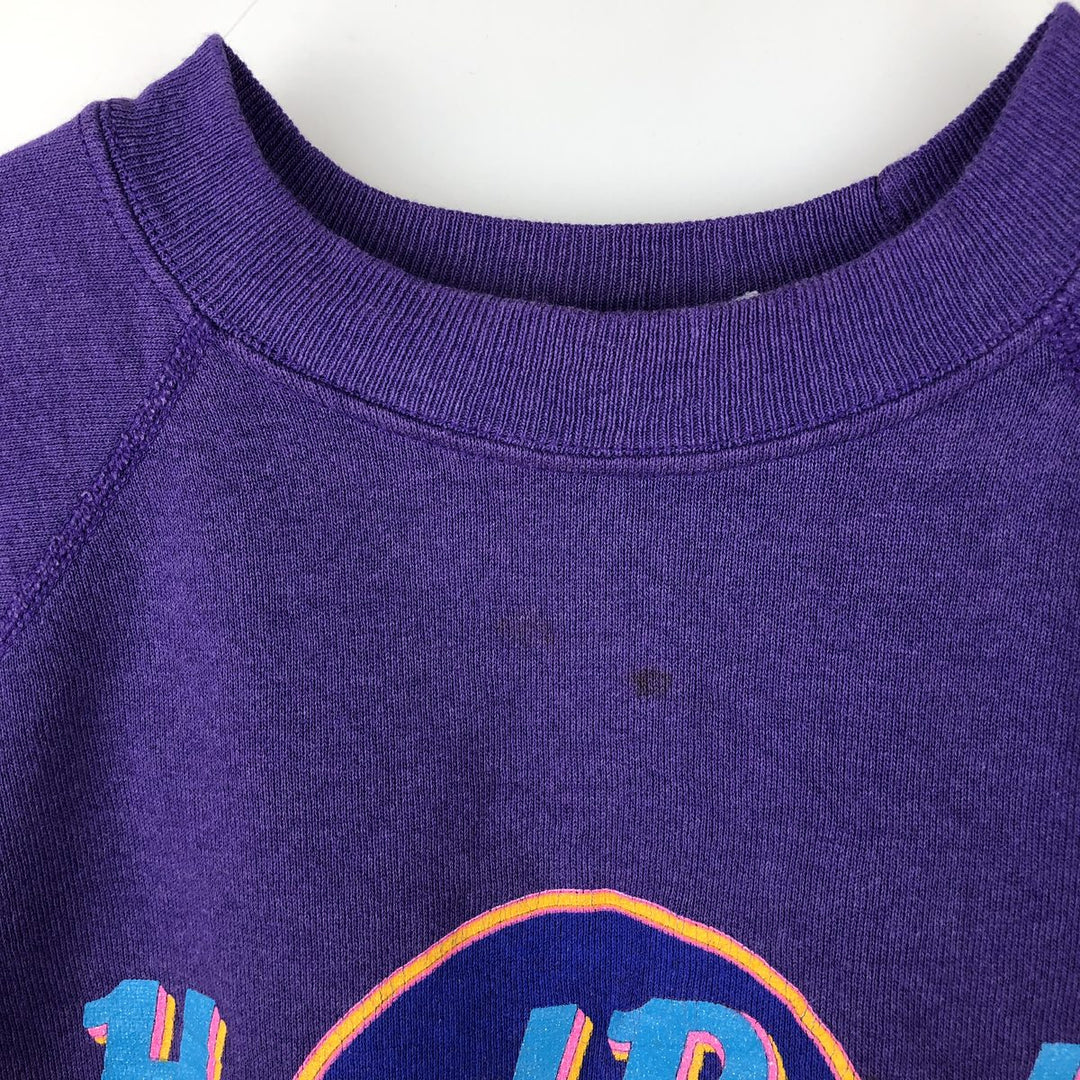 1980'S Hanes Blue Tag Hard Rock Cafe Advertising Sweatshirt, Made in USA, Men's Size L cotton purple type Vintage Second Hand