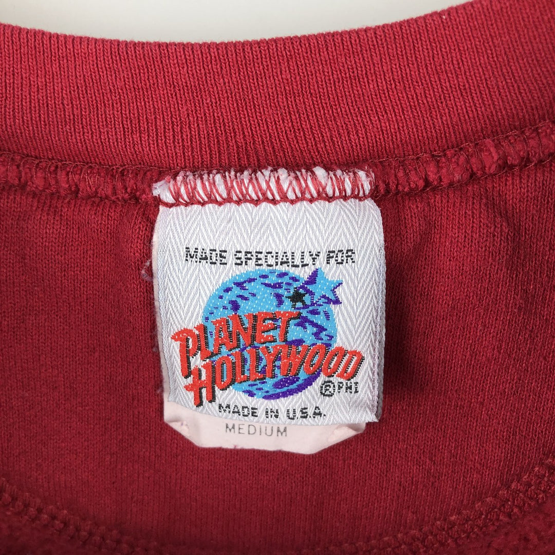 90'S Planet Hollywood Advertising Sweatshirt, Made in USA, Men's M, Vintage cotton red type Vintage Second Hand