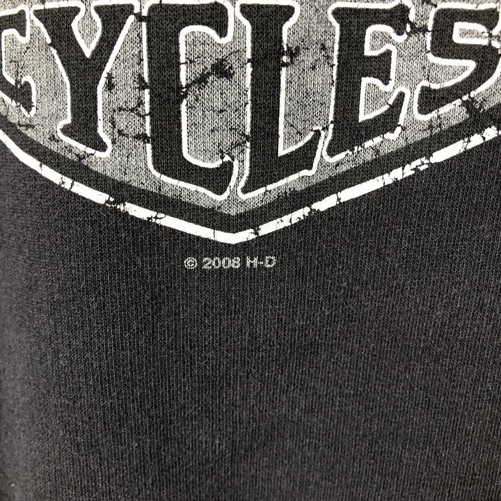00'S Harley Davidson Eagle Pattern Advertising Sweatshirt Trainer Men's XL Size unclear black type Vintage Second Hand