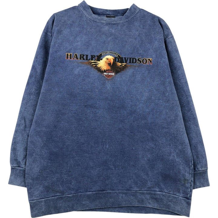 2000'S Harley-Davidson Eagle Pattern Advertising Sweatshirt, Made in USA, Men's Size Medium unclear blue type Vintage Second Hand