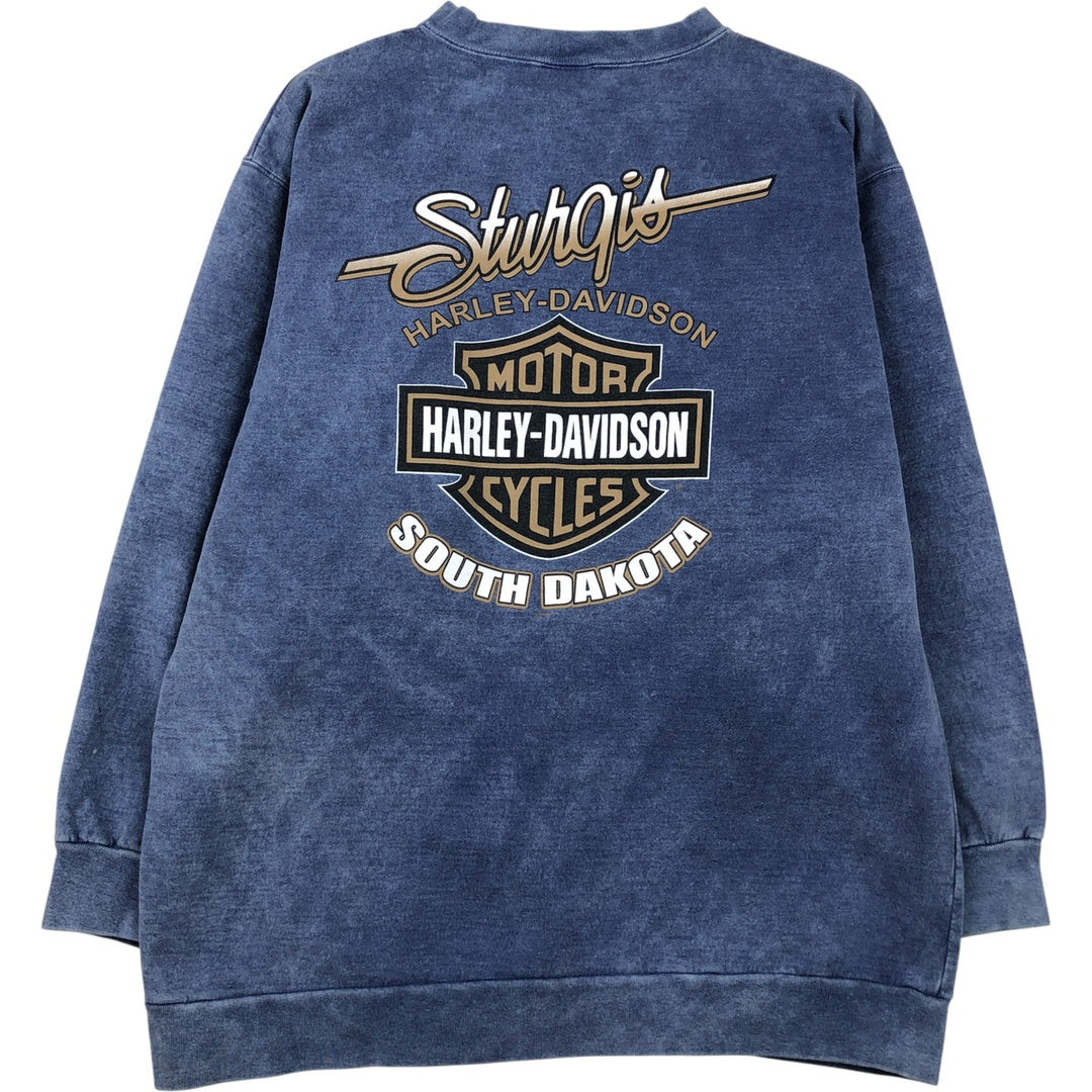 2000'S Harley-Davidson Eagle Pattern Advertising Sweatshirt, Made in USA, Men's Size Medium unclear blue type Vintage Second Hand