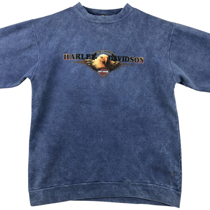 2000'S Harley-Davidson Eagle Pattern Advertising Sweatshirt, Made in USA, Men's Size Medium unclear blue type Vintage Second Hand