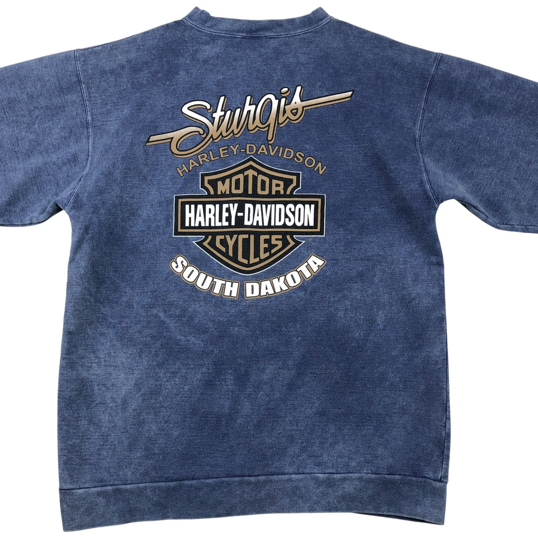 2000'S Harley-Davidson Eagle Pattern Advertising Sweatshirt, Made in USA, Men's Size Medium unclear blue type Vintage Second Hand