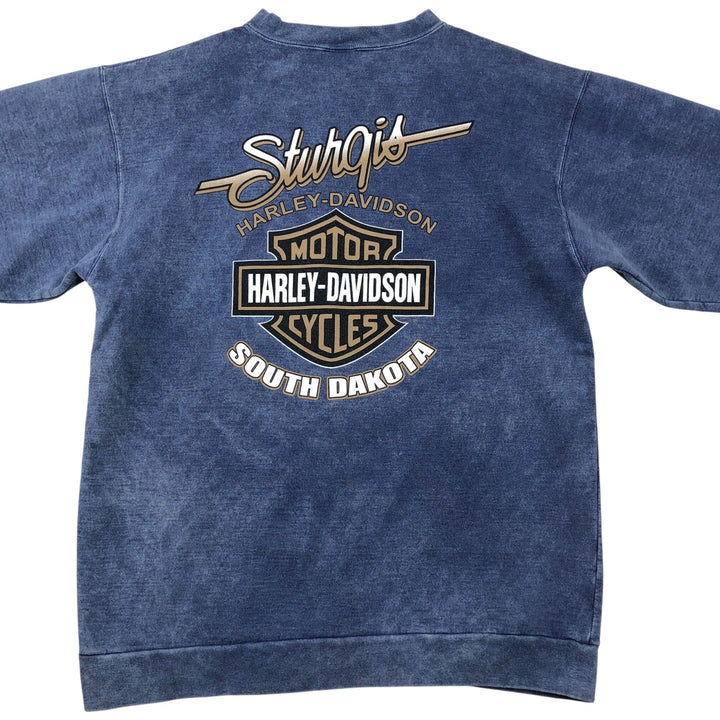 2000'S Harley-Davidson Eagle Pattern Advertising Sweatshirt, Made in USA, Men's Size Medium unclear blue type Vintage Second Hand