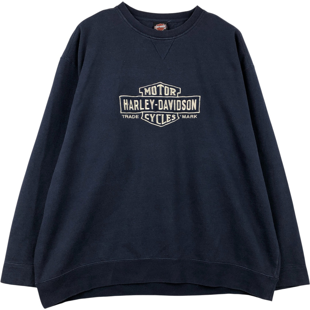 Big size Harley-Davidson Advertising sweatshirt, men's XXXL equivalent cotton navy blue type Vintage Second Hand