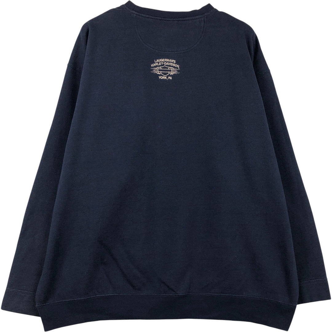 Big size Harley-Davidson Advertising sweatshirt, men's XXXL equivalent cotton navy blue type Vintage Second Hand