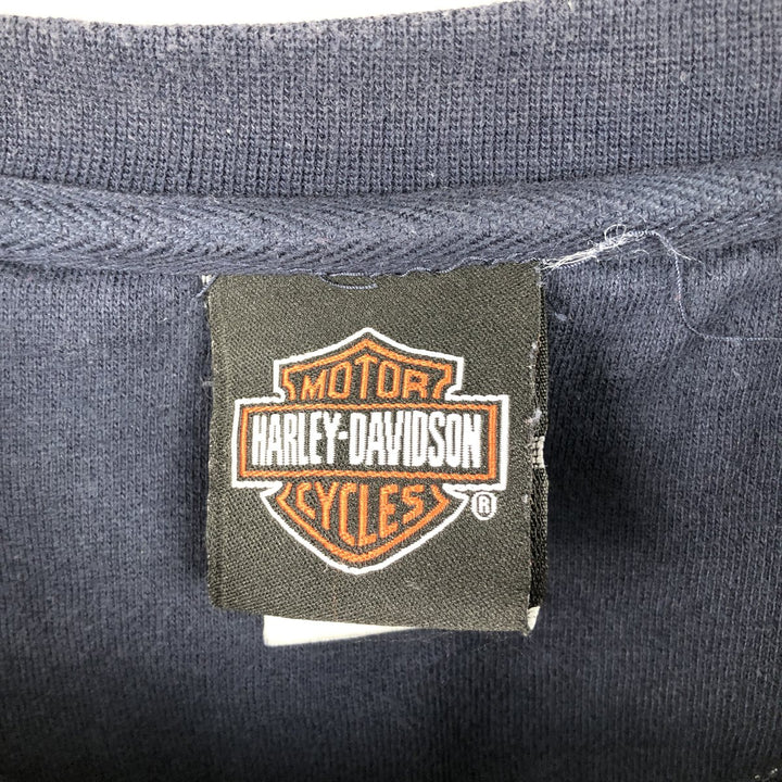 Big size Harley-Davidson Advertising sweatshirt, men's XXXL equivalent cotton navy blue type Vintage Second Hand
