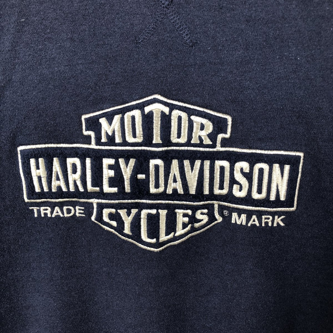 Big size Harley-Davidson Advertising sweatshirt, men's XXXL equivalent cotton navy blue type Vintage Second Hand