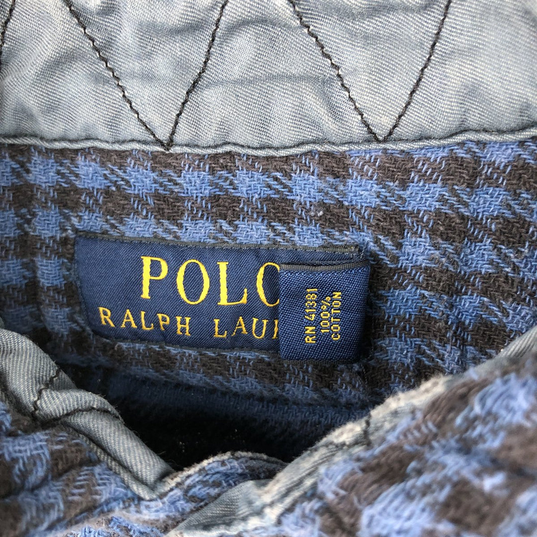 Ralph Lauren POLO RALPH LAUREN long-sleeved flannel check shirt, women's size L cotton blue type Vintage Second Hand
