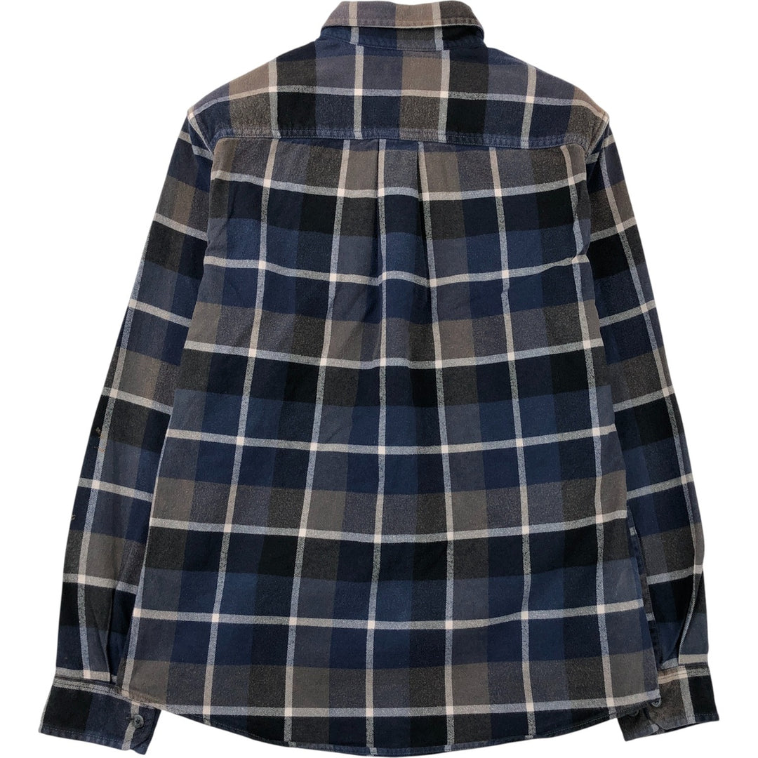 Eddie Bauer Classic Fit Check Pattern Button-Down Long Sleeve Light Flannel Shirt, Men's Size Small cotton navy blue type Vintage Second Hand