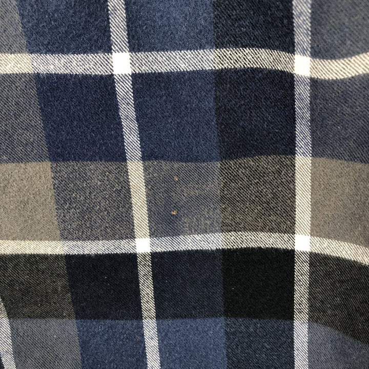 Eddie Bauer Classic Fit Check Pattern Button-Down Long Sleeve Light Flannel Shirt, Men's Size Small cotton navy blue type Vintage Second Hand