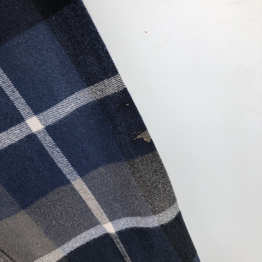 Eddie Bauer Classic Fit Check Pattern Button-Down Long Sleeve Light Flannel Shirt, Men's Size Small cotton navy blue type Vintage Second Hand