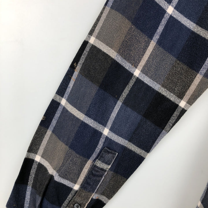 Eddie Bauer Classic Fit Check Pattern Button-Down Long Sleeve Light Flannel Shirt, Men's Size Small cotton navy blue type Vintage Second Hand