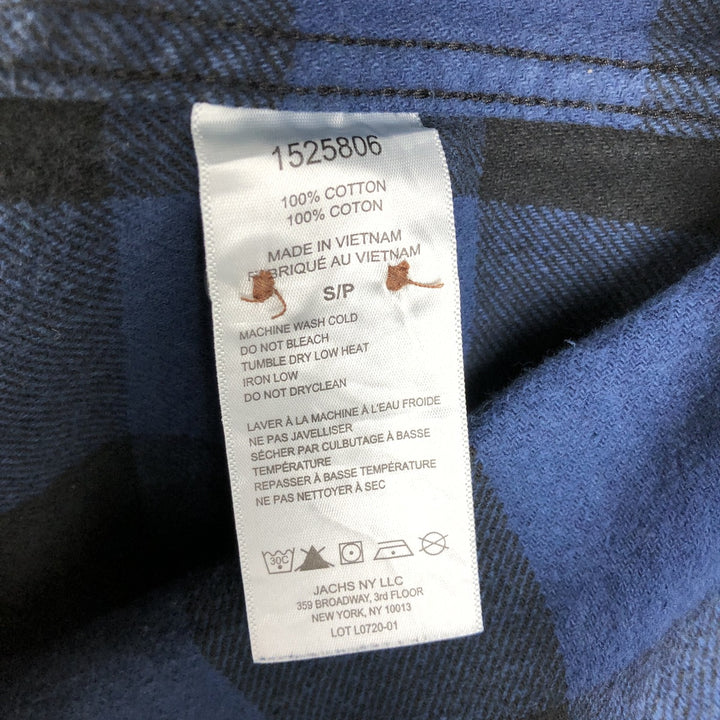 JACHS Buffalo Check Long Sleeve Flannel Check Shirt, Men's Size Small cotton blue type Vintage Second Hand