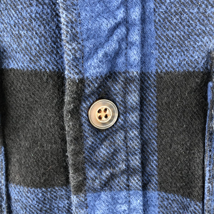JACHS Buffalo Check Long Sleeve Flannel Check Shirt, Men's Size Small cotton blue type Vintage Second Hand