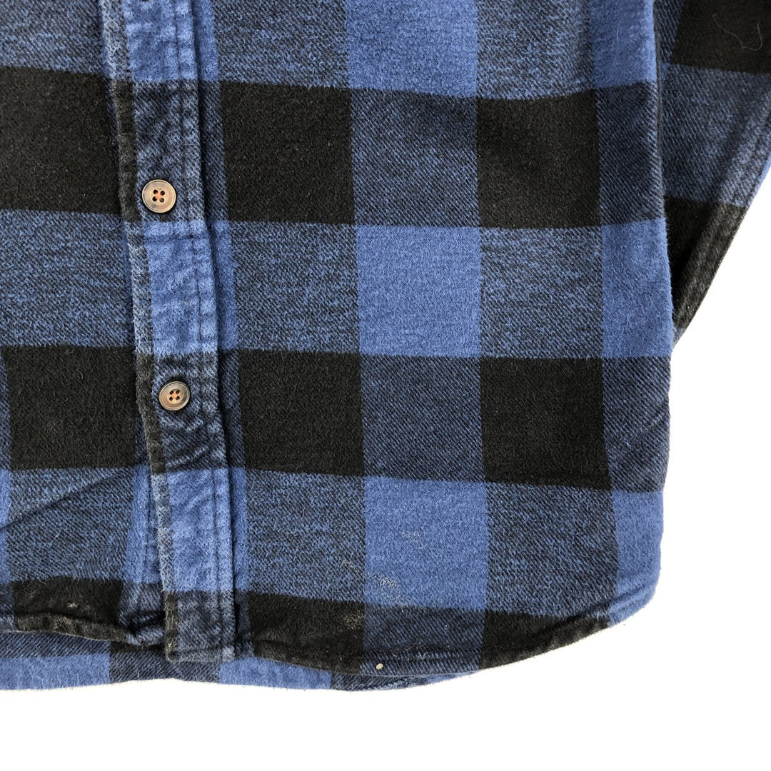 JACHS Buffalo Check Long Sleeve Flannel Check Shirt, Men's Size Small cotton blue type Vintage Second Hand