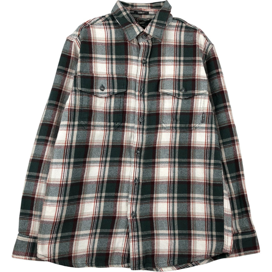 Eddie Bauer Classic Fit Check Pattern Long Sleeve Light Flannel Shirt, Men's Size Small cotton green type Vintage Second Hand